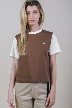 Naisten Color Block T-Paita Kaakaonruskea<Trendsplant Fashion