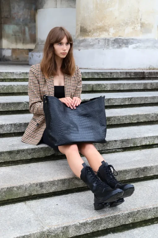 No. 303 Maxi Hobo Bag Croco Green<NOVINSKA Best