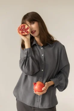 Noel Button-up Shirt Grey<Enteliér Clearance