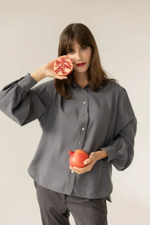 Noel Button-up Shirt Grey<Enteliér Clearance