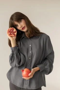 Noel Button-up Shirt Grey<Enteliér Clearance