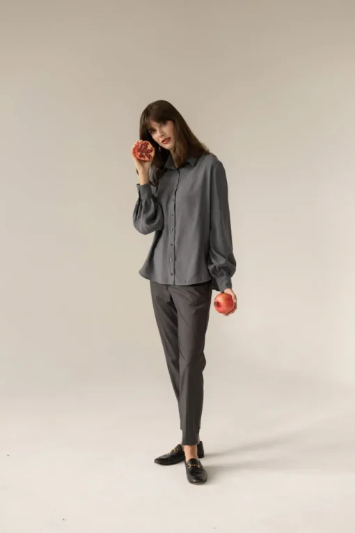 Noel Button-up Shirt Grey<Enteliér Clearance