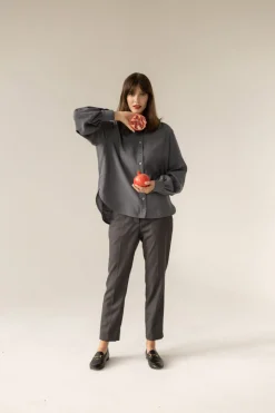 Noel Button-up Shirt Grey<Enteliér Clearance