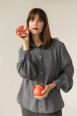 Noel Button-up Shirt Grey<Enteliér Clearance