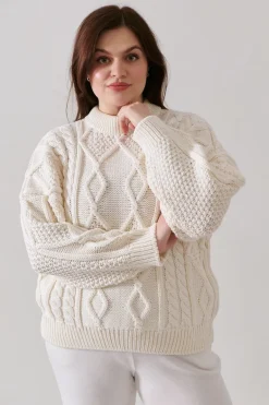Nonna Cable-Knit Merino Sweater White<Salanida Clearance
