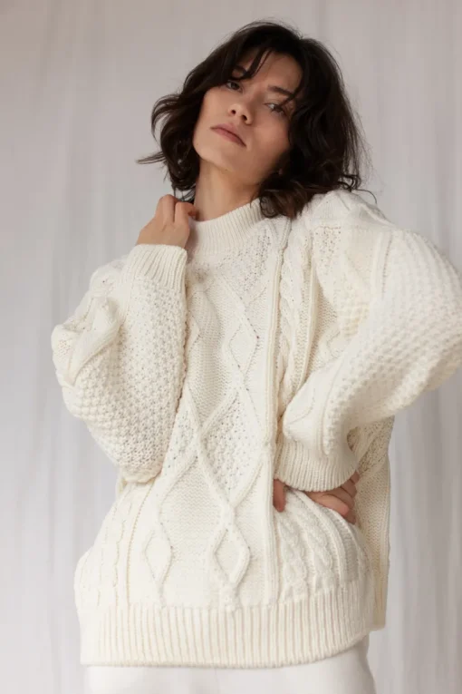 Nonna Cable-Knit Merino Sweater White<Salanida Clearance
