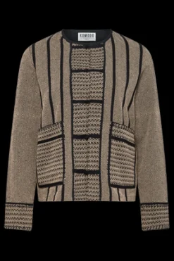 Nora Hand Loomed Cotton Patchwork Jacket Beige<KOMODO Online