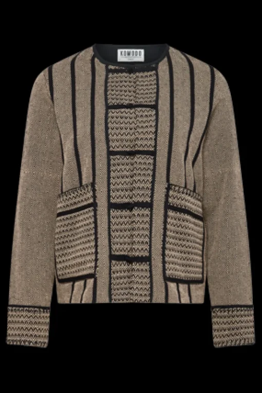 Nora Hand Loomed Cotton Patchwork Jacket Beige<KOMODO Online