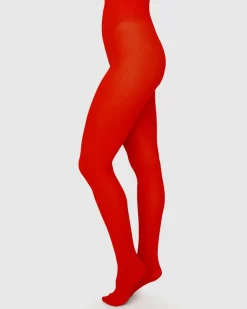 Olivia Premium Tights Sharp Red<Swedish Stockings Online