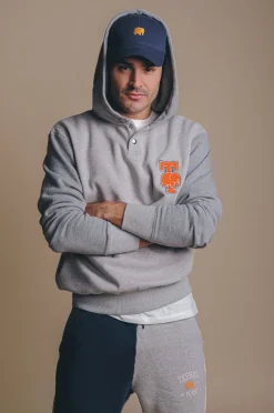 Omega College Button Up Hoodie Light Heather Grey<Trendsplant Shop