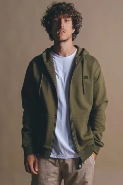 Organic Essential Zip Hoodie Dark Olive<Trendsplant Fashion