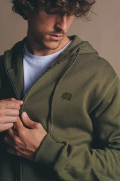Organic Essential Zip Hoodie Dark Olive<Trendsplant Fashion