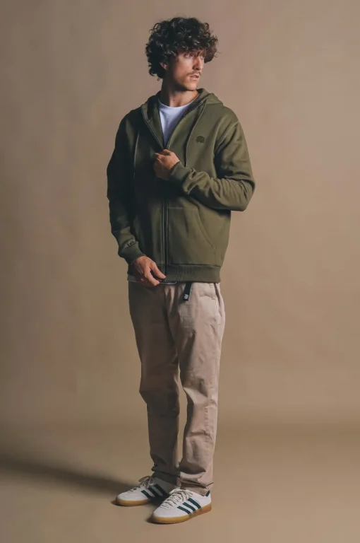 Organic Essential Zip Hoodie Dark Olive<Trendsplant Fashion