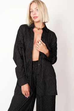 Oversized Viscose Shirt Black<ANGELL Online