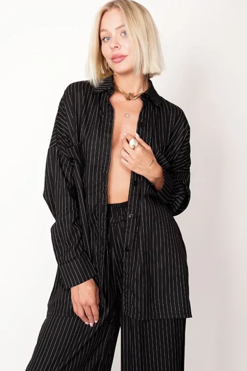 Oversized Viscose Shirt Black<ANGELL Online