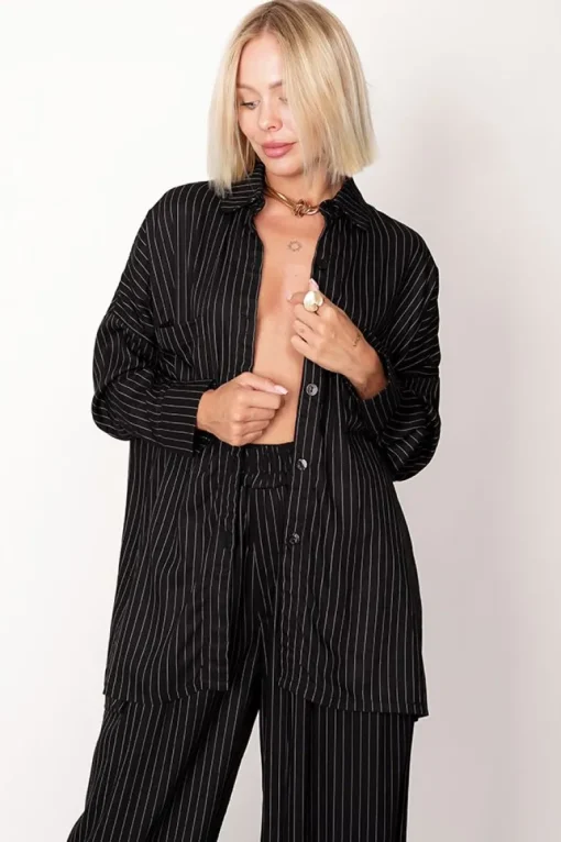 Oversized Viscose Shirt Black<ANGELL Online