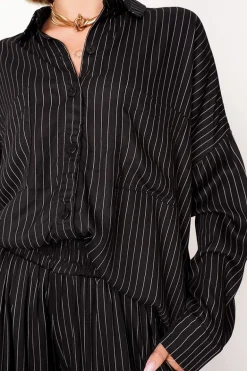 Oversized Viscose Shirt Black<ANGELL Online