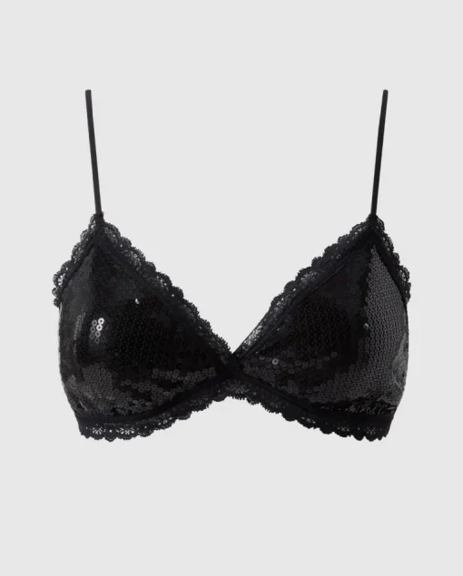 Paljetti Mesh Kolmiomallinen Bralette Musta<UNDERSTATEMENT Cheap
