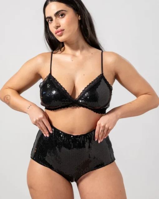 Paljetti Mesh Kolmiomallinen Bralette Musta<UNDERSTATEMENT Cheap