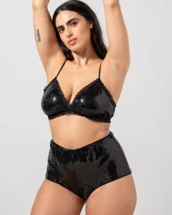 Paljetti Mesh Kolmiomallinen Bralette Musta<UNDERSTATEMENT Cheap