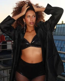 Paljetti Mesh Kolmiomallinen Bralette Musta<UNDERSTATEMENT Cheap