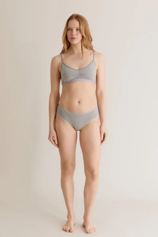 Paloma Organic Cotton Lace Briefs Grey<KOMODO Shop