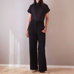 Paris Wide Leg Cotton Trousers Heavy Stretch Black<Studio Heijne Store