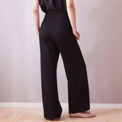 Paris Wide Leg Cotton Trousers Heavy Stretch Black<Studio Heijne Store