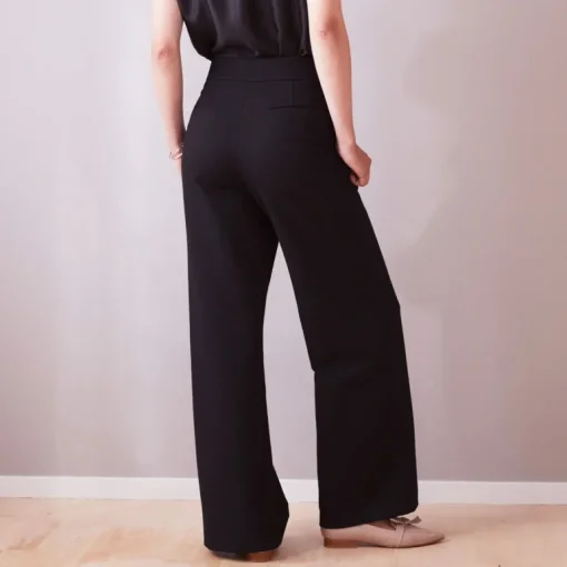 Paris Wide Leg Cotton Trousers Heavy Stretch Black<Studio Heijne Store