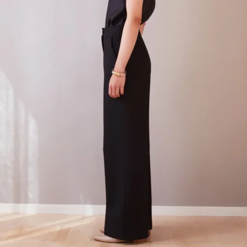 Paris Wide Leg Cotton Trousers Heavy Stretch Black<Studio Heijne Store