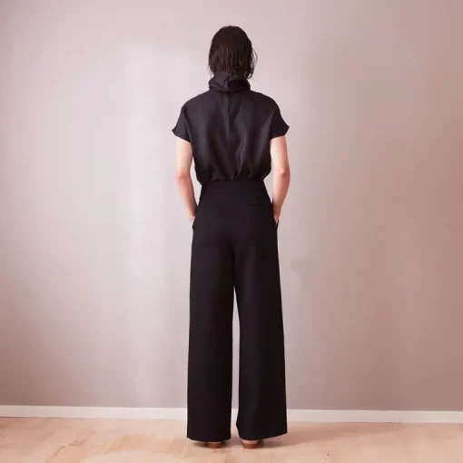 Paris Wide Leg Cotton Trousers Heavy Stretch Black<Studio Heijne Store