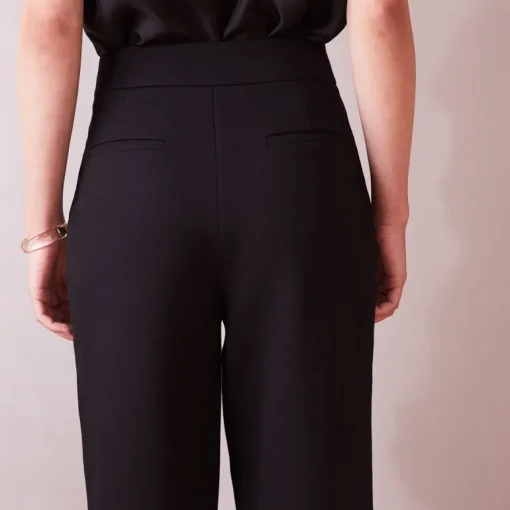 Paris Wide Leg Cotton Trousers Heavy Stretch Black<Studio Heijne Store