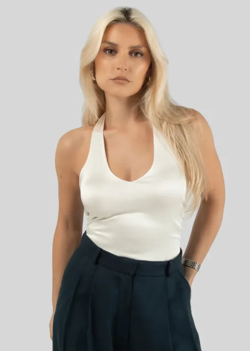 Pearl Halter-neck Toppi Helmiäisen Valkoinen<GUAJA. Flash Sale