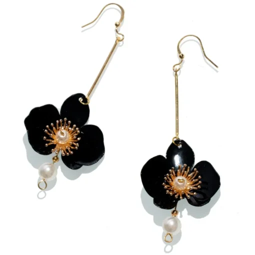 Perhosorkidea Helmi Korvakorut Musta<Upcycle with Jing Outlet