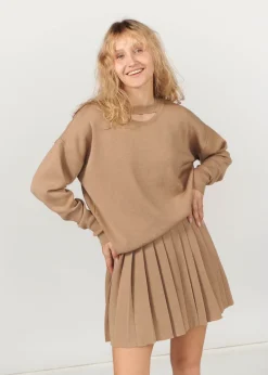 Piccolo Pleated Merino Mini Skirt Beige<Salanida Online