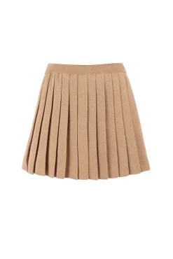 Piccolo Pleated Merino Mini Skirt Beige<Salanida Online