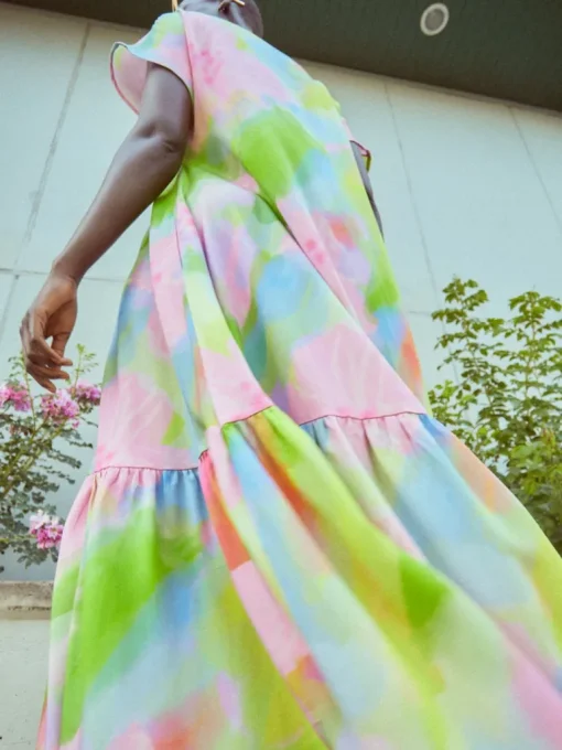 Pink Bloom Maxi Mekko Pastelli Vaaleanpunainen/Vihreä<MAINIO Store