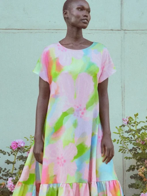 Pink Bloom Maxi Mekko Pastelli Vaaleanpunainen/Vihreä<MAINIO Store
