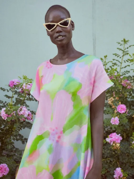 Pink Bloom Maxi Mekko Pastelli Vaaleanpunainen/Vihreä<MAINIO Store