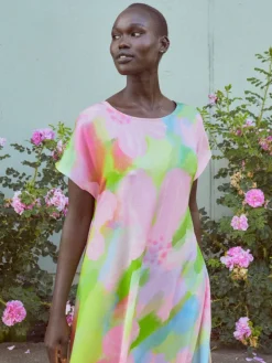 Pink Bloom Maxi Mekko Pastelli Vaaleanpunainen/Vihreä<MAINIO Store