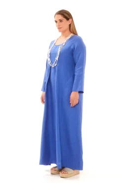 Pitkähihainen Pellava Maksimekko Sininen<Haris Cotton Hot