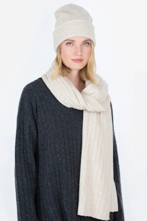 Pitkos Knitted Scarf Light Beige<FALLA FINLAND Sale