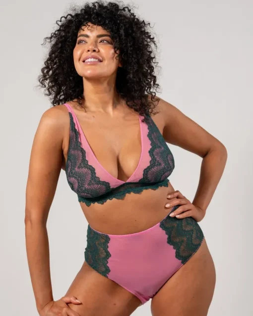 Pitsi Mesh Plunge Rintaliivit Vihreä-Pinkki<UNDERSTATEMENT Fashion