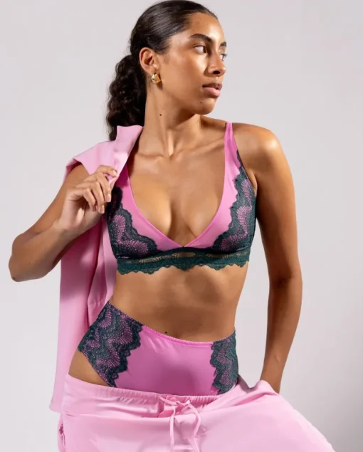 Pitsi Mesh Plunge Rintaliivit Vihreä-Pinkki<UNDERSTATEMENT Fashion