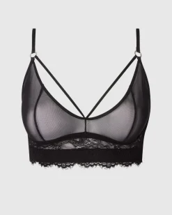 Pitsi Mesh Strappy Demi Läpikuultavat Rintaliivit Musta<UNDERSTATEMENT Fashion