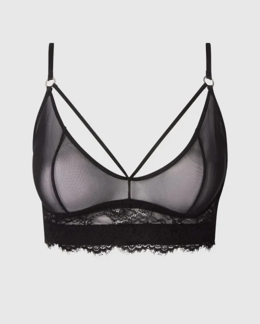 Pitsi Mesh Strappy Demi Läpikuultavat Rintaliivit Musta<UNDERSTATEMENT Fashion