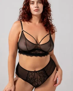 Pitsi Mesh Strappy Demi Läpikuultavat Rintaliivit Musta<UNDERSTATEMENT Fashion
