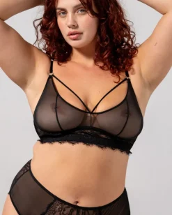 Pitsi Mesh Strappy Demi Läpikuultavat Rintaliivit Musta<UNDERSTATEMENT Fashion