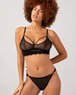 Pitsi Mesh Strappy Demi Läpikuultavat Rintaliivit Musta<UNDERSTATEMENT Fashion