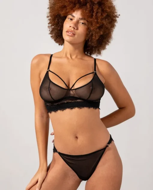 Pitsi Mesh Strappy Demi Läpikuultavat Rintaliivit Musta<UNDERSTATEMENT Fashion